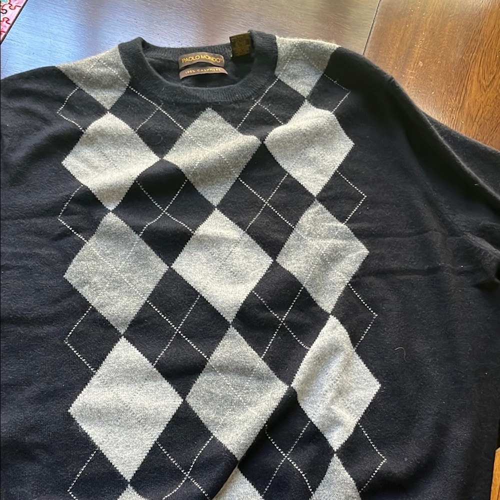 Polo by Ralph Lauren Black and Gray Argyle Sweater for Men